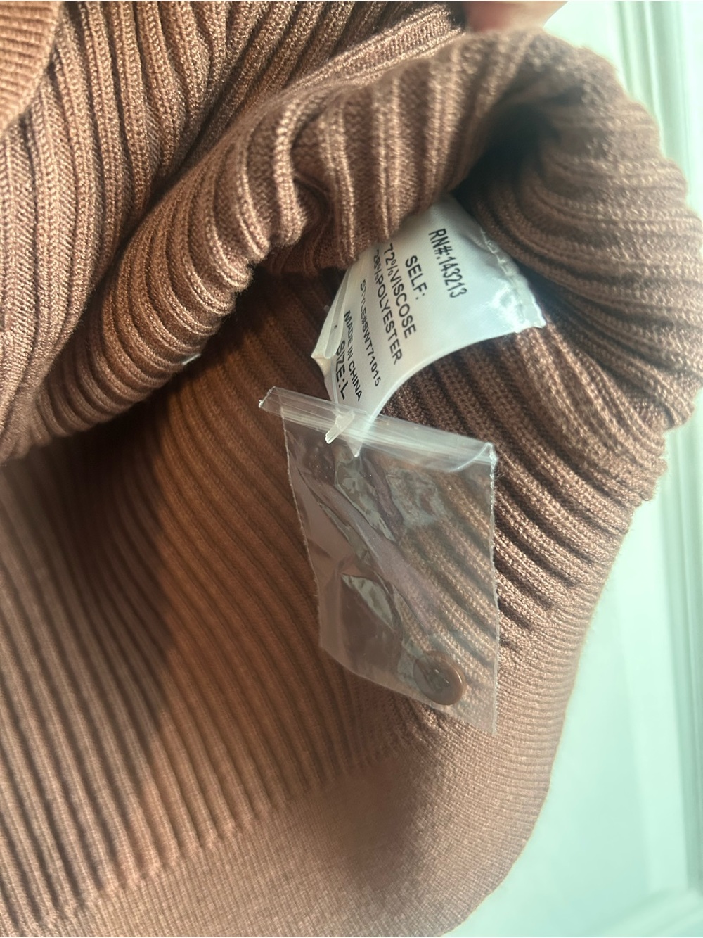 Tube Ribbed Button-Front Crop Top - Brown - Picture 5 of 5